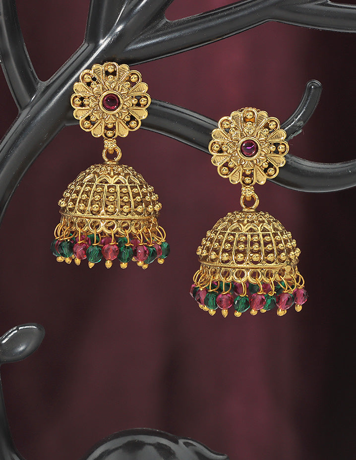 Designer Matt Kempu Floral Design Jhumka Earrings