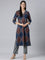 Neerus Blue Printed Straight Kurta and Trousers