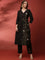 Black linen thread embroidery two piece suit set