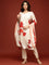Cream Muslin Floral Printed Three Piece Set