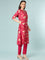 Magenta Dola Silk Digital Print Three Piece Set
