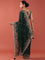 Bottle Green Crepe Embroidery Saree With Readymade Blouse