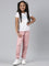 Girls Solid Baby Pink Mid Rise Cotton Joggers