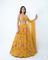 Yellow Chinnon Lehenga with Floral Print & Heavy Handwork Blouse | Net Dupatta
