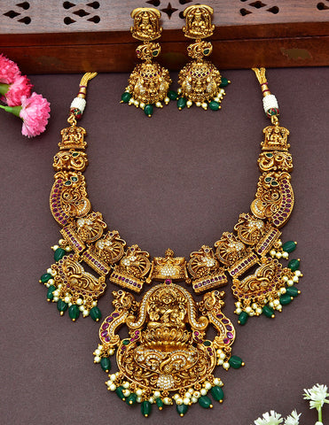 Antique Muhurtham Lakshmi Devi Grand Necklace Set