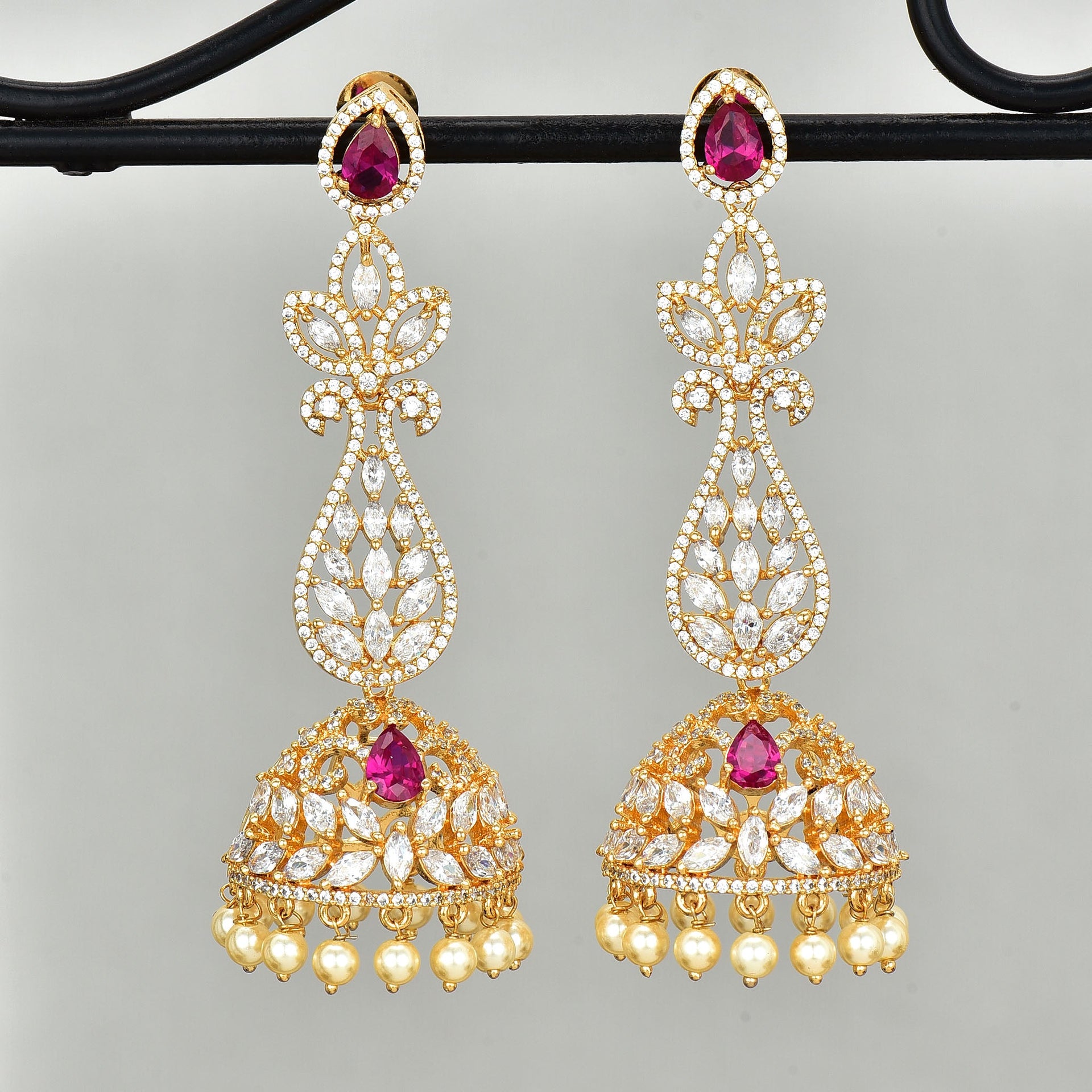 Designer Zirconia Jhumka Earrings