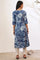 Blue Shibori Printed A-Line Kurta with Lace Detail