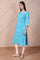 Blue Embroidered Straight Rayon Kurta