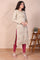 Beige Floral Embroidered Straight Acrylic Kurta
