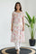 White Floral Printed Straight Kurta