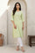 Lime Green Yarn Dyed Striped Lace Pure Cotton Straight Kurta