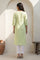 Lime Green Yarn Dyed Striped Lace Pure Cotton Straight Kurta
