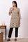 Beige Bold Geometric Printed Modal Straight Kurti