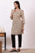 Beige Bold Geometric Printed Modal Straight Kurti