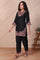 Black Embroidered Straight Kurta and Pant Set