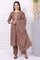Brown Floral Printed Beads Straight Cotton Blend Kurta, Palazzos and Dupatta Set