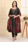 Black Solid Bead Embellished Flared Festive Kurta, Trousers and Dupatta Set