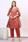 Brown Zari Embroidered Festive Straight Kurta, Palazzo Set with Dupatta