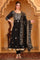 Black Metallic Embroidered Anarkali Jacquard Kurta, Tight and Dupatta Set