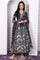 Black Abstract Printed Hand Work Flared Kurta, Leggings and Dupatta Set