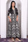 Black Abstract Printed Hand Work Flared Kurta, Leggings and Dupatta Set