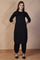Black Solid Textured Cotton Straight Kurta and Salwar Co-ord Set