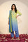 Lime Green Ombre Embroidered Straight Kurta with Palazzo and Dupatta Set