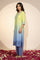Lime Green Ombre Embroidered Straight Kurta with Palazzo and Dupatta Set