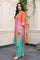 Orange Ombre Embroidered Straight Kurta with Palazzo and Dupatta Set