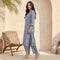 Blue Floral Printed Straight Kurta and Palazzo Set