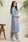 Blue Floral Printed Straight Kurta and Palazzo Set