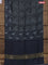 Chanderi silk cotton saree drak navy blue and grey with allover geometric prints and pichwai printed banarasi style border