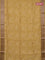 Chanderi silk cotton saree mustard shade with allover floral prints and banarasi style border