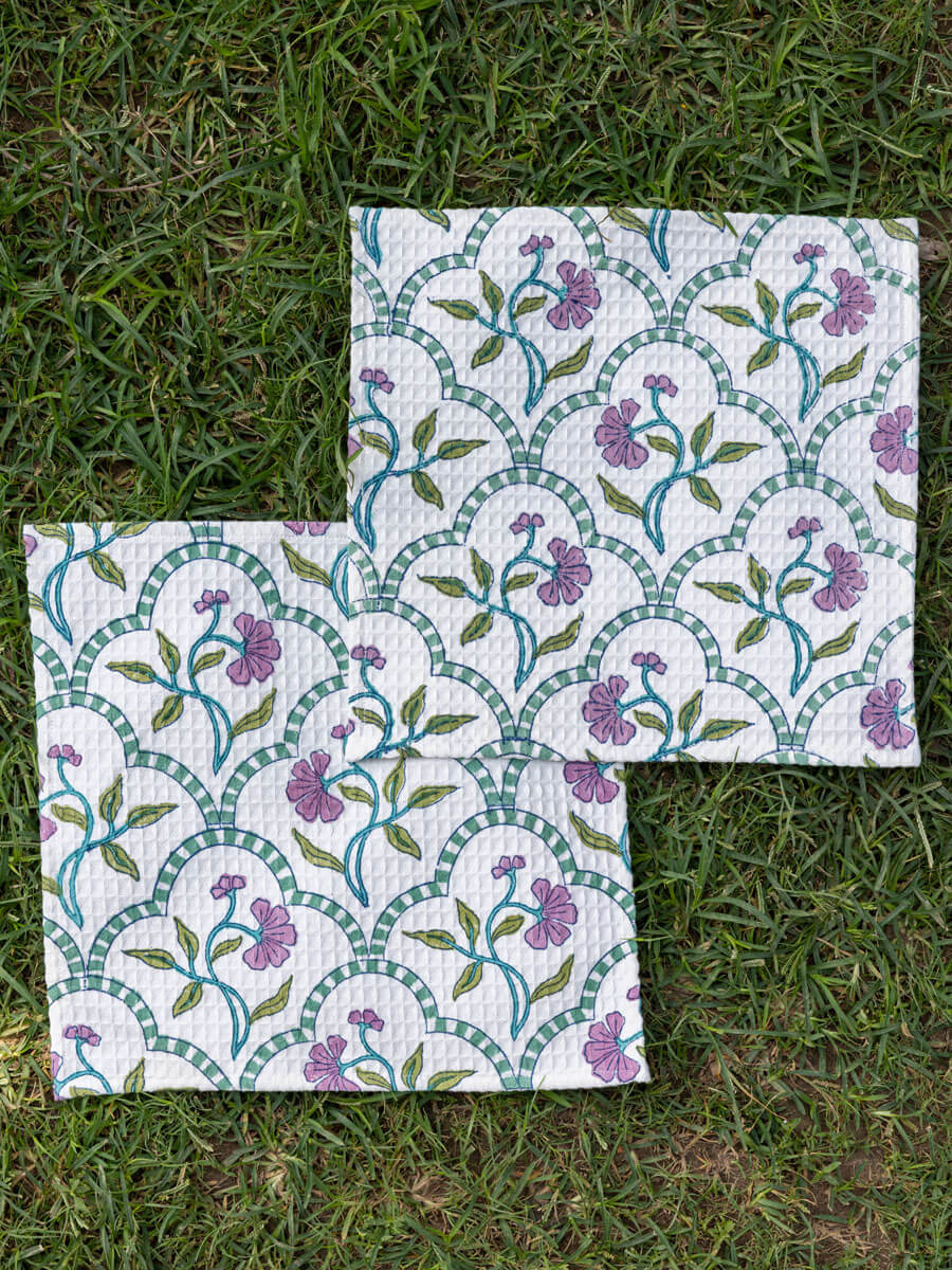 Set of 2 - Anokhi Block Printed Cotton Face Towel