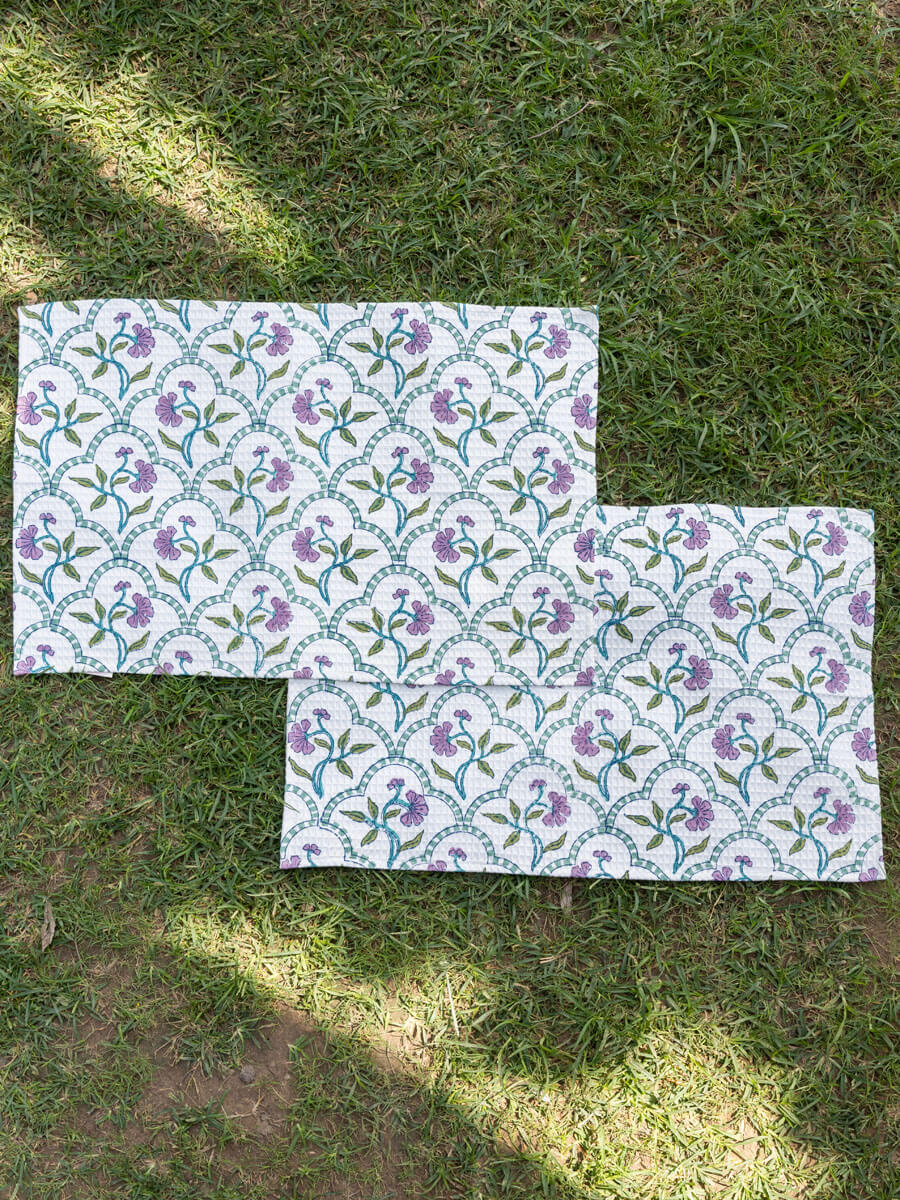 Set of 2 - Anokhi Block Printed Cotton Hand Towel