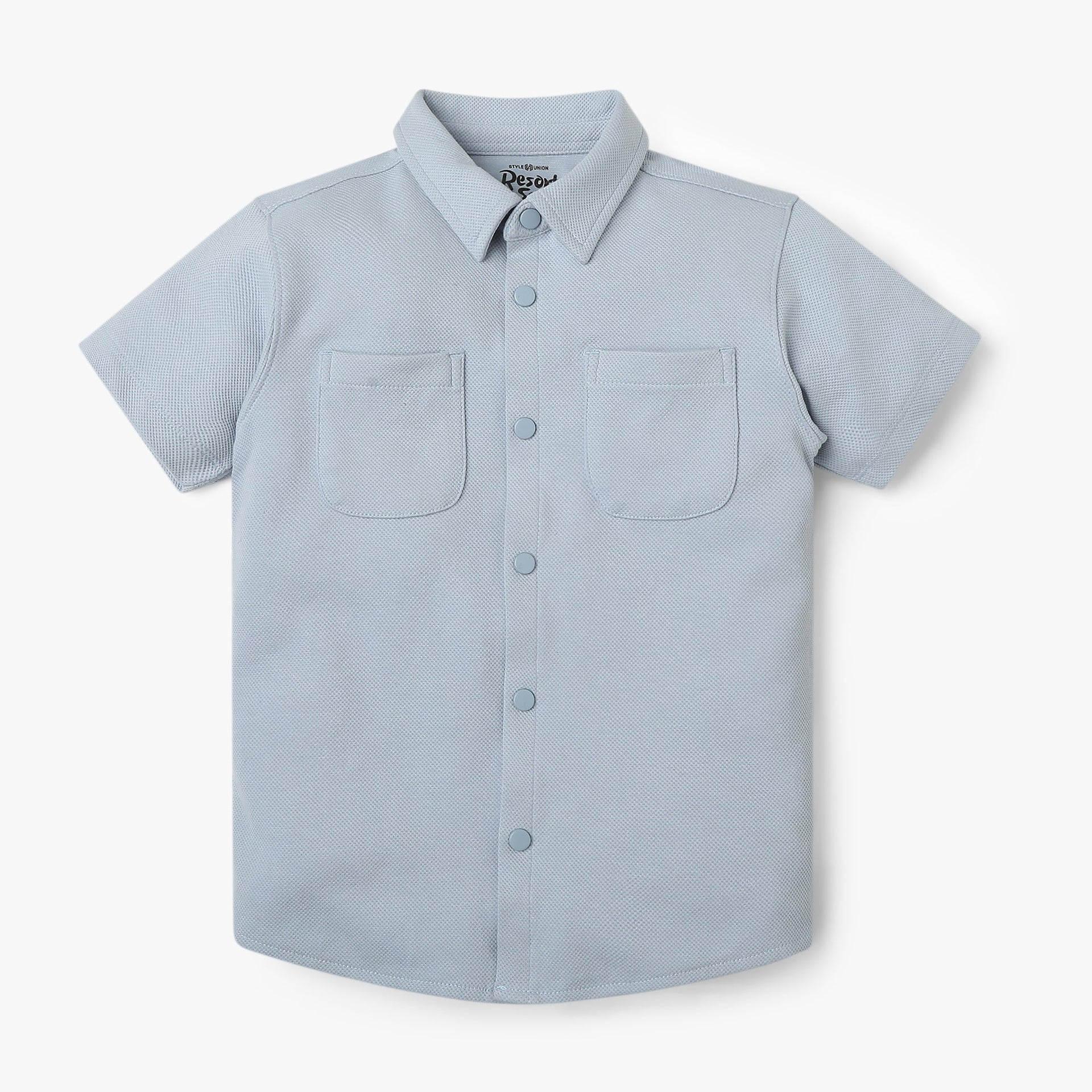 Boys Shirt Collar Half Sleeve Cuban Shirt
