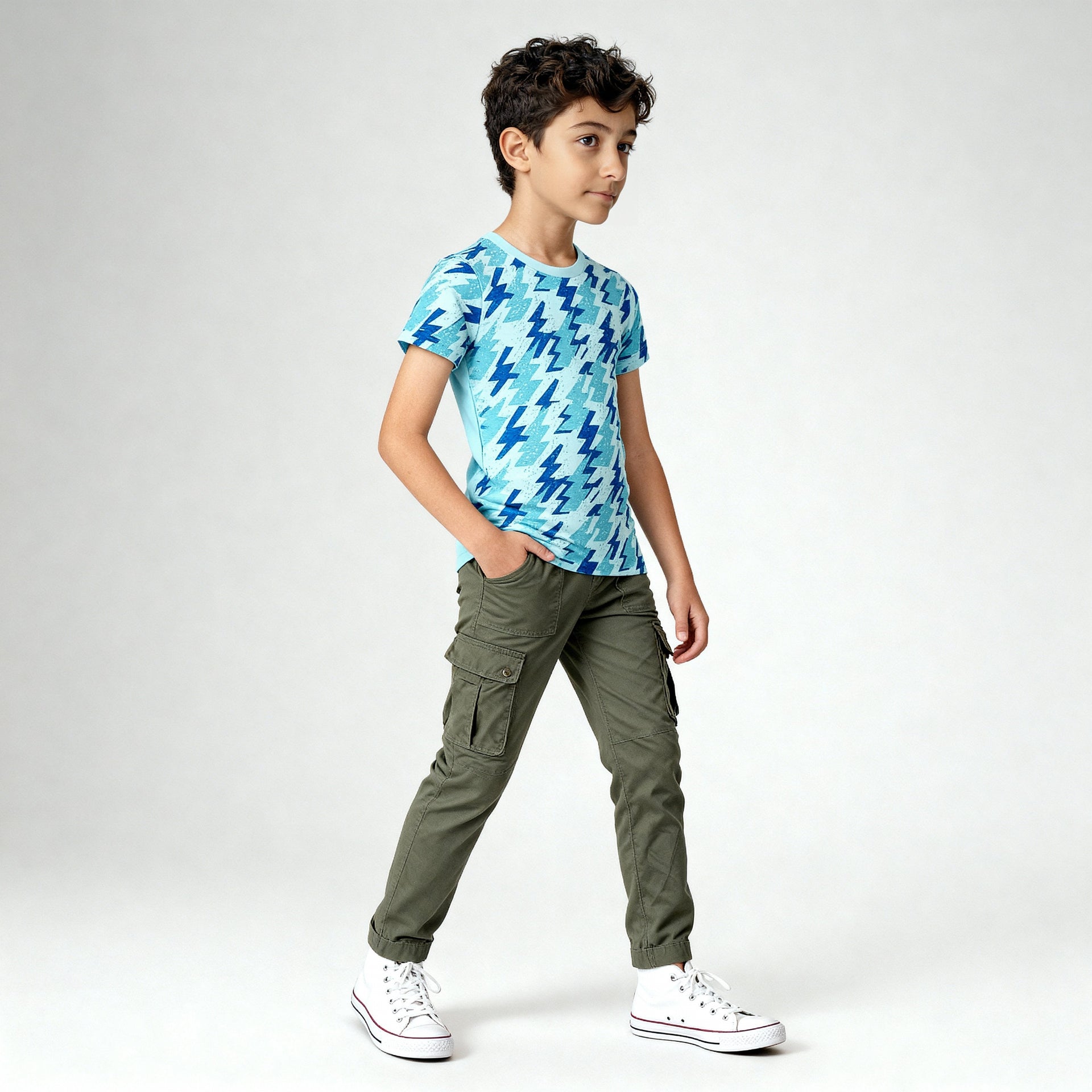 Boys Cotton Crew Neck Graphitee