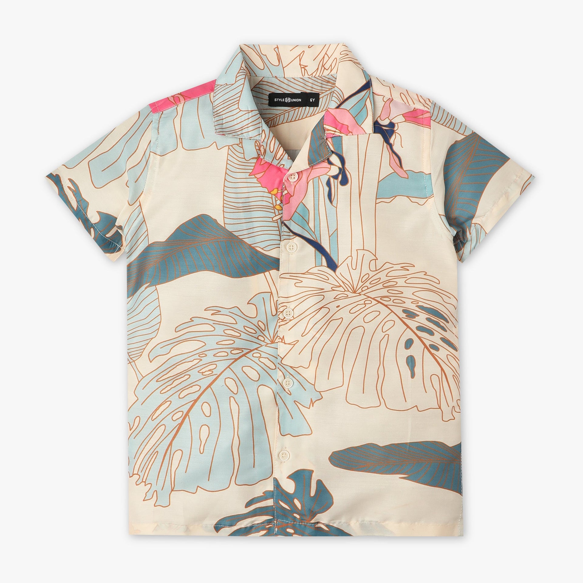 Boys Camp Collar Printed Shirt