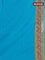 Banarasi silk saree teal blue with position prints and printed border
