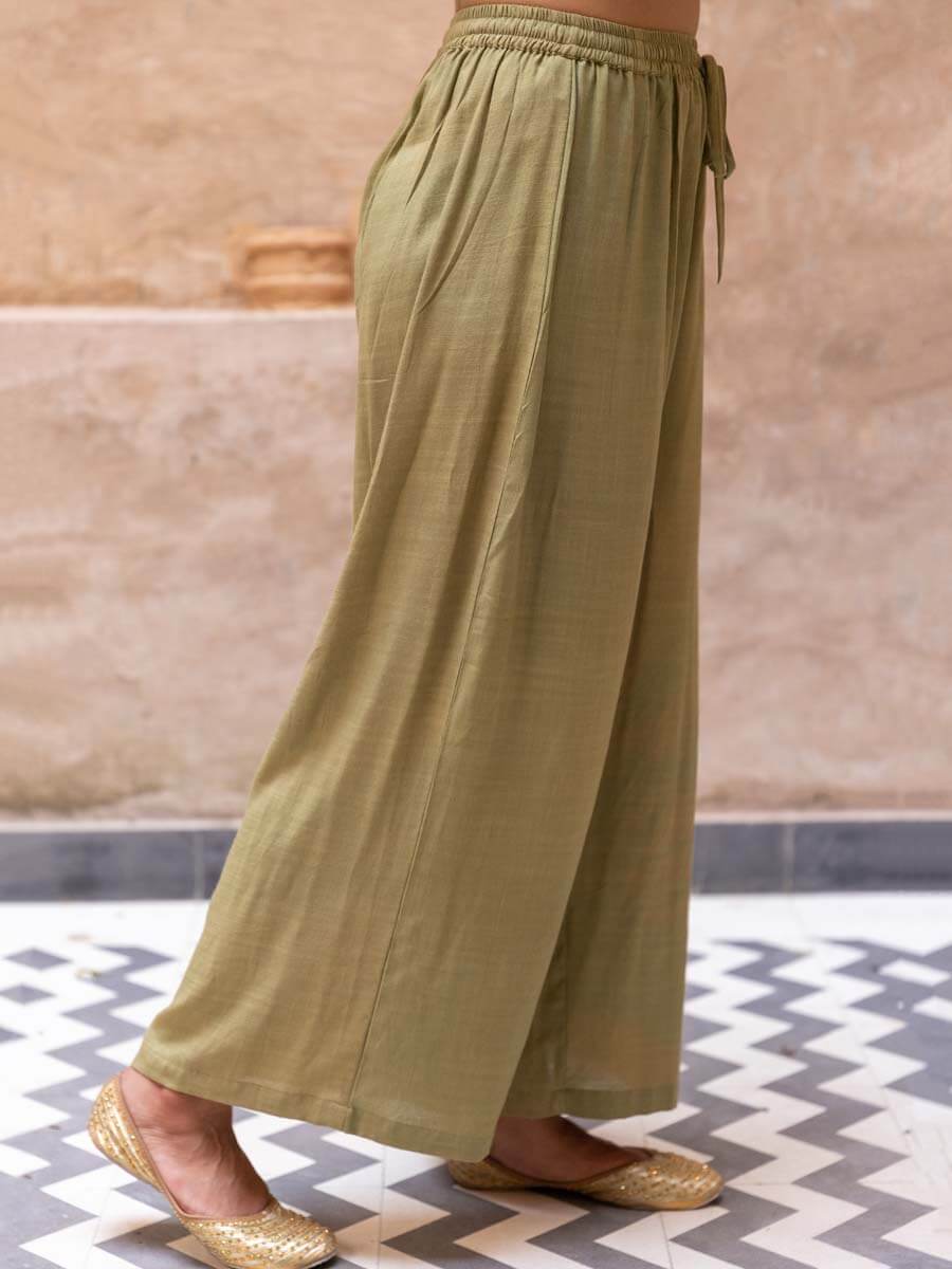 Solid Olive Palazzo Pants