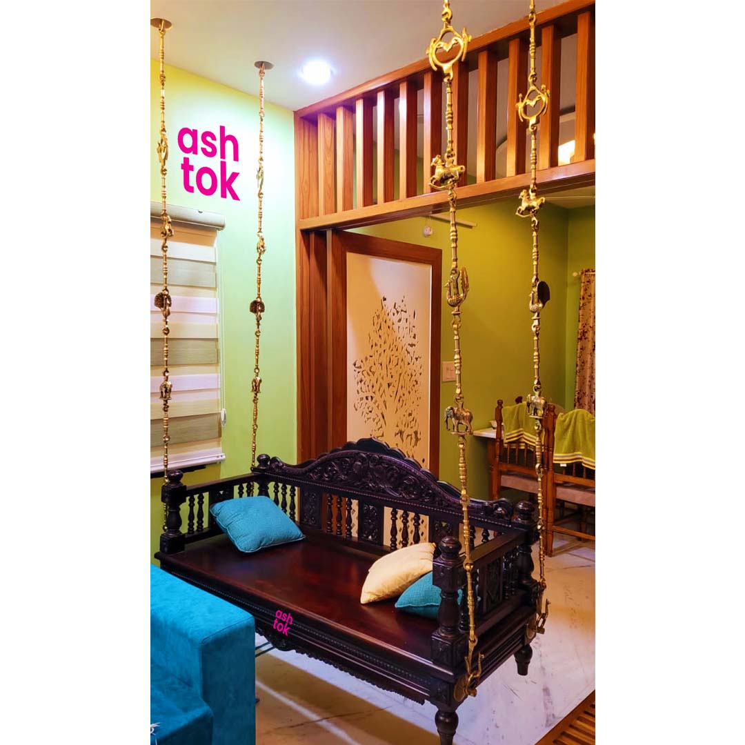 Brass Jhula Swing Chain, Design Elephant, Indoor outdoor Hanging Lin