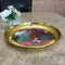 Gift Item, Brass Plate for Pooja Engraved Printed Peacock Design Inside (Dia 7 Inches)