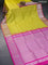 Venkatagiri silk saree lime yellow and pink with allover silver zari woven buttas and silver zari woven border