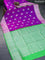 Venkatagiri silk saree purple and green with annam & floral silver zari woven buttas and silver zari woven border