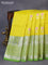 Venkatagiri silk saree yellow and green with thread & silver zari woven floral buttas and long rich annam silver zari woven border