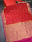 Pure kanchipuram silk saree orange and pink with zari woven buttas and zari woven border