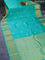 Pure kanchipuram silk saree dual shade of teal green with allover self emboss & buttas and rich zari woven border