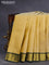 Pure kanchipuram silk saree yellow and dark green with allover self emboss & buttas and zari woven korvai border