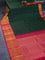 Pure kanchipuram silk saree green and pink with allover zari weaves and long zari woven korvai border