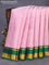 Pure kanchipuram silk saree pastel pink and green with zari woven buttas and zari woven korvai border